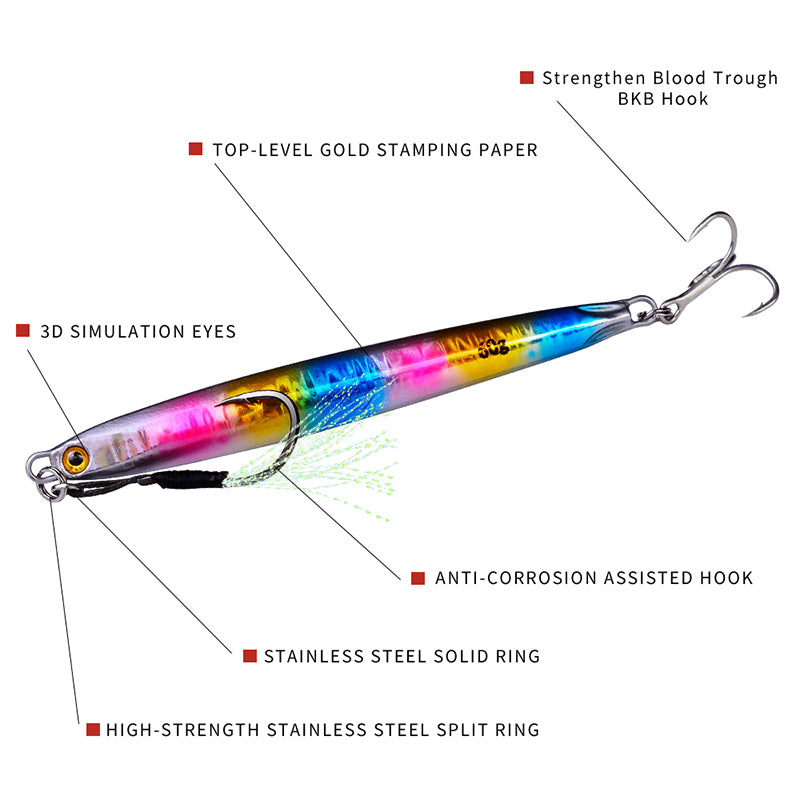 PROBEROS 5pcs Cranky Slow Pitch Jigs, 10g/20g/30g/40g/60g/80g, Luminous Metal Casting Lure, Saltwater Fishing Tackle for Amberjack, Lead, Easter/Independence Day/Thanksgiving/Christmas Festive Fishing Gear