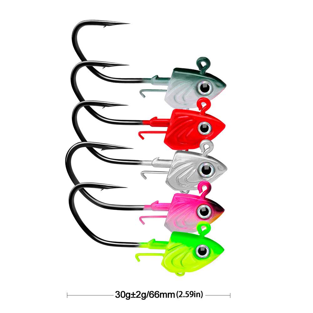PROBEROS® Fish Head Lead Head Hook Soft Fish Counterweight Anti-Hanging Bottom Lure Hook 30g 35g 45g Fish Hook 20pcs - Proberos