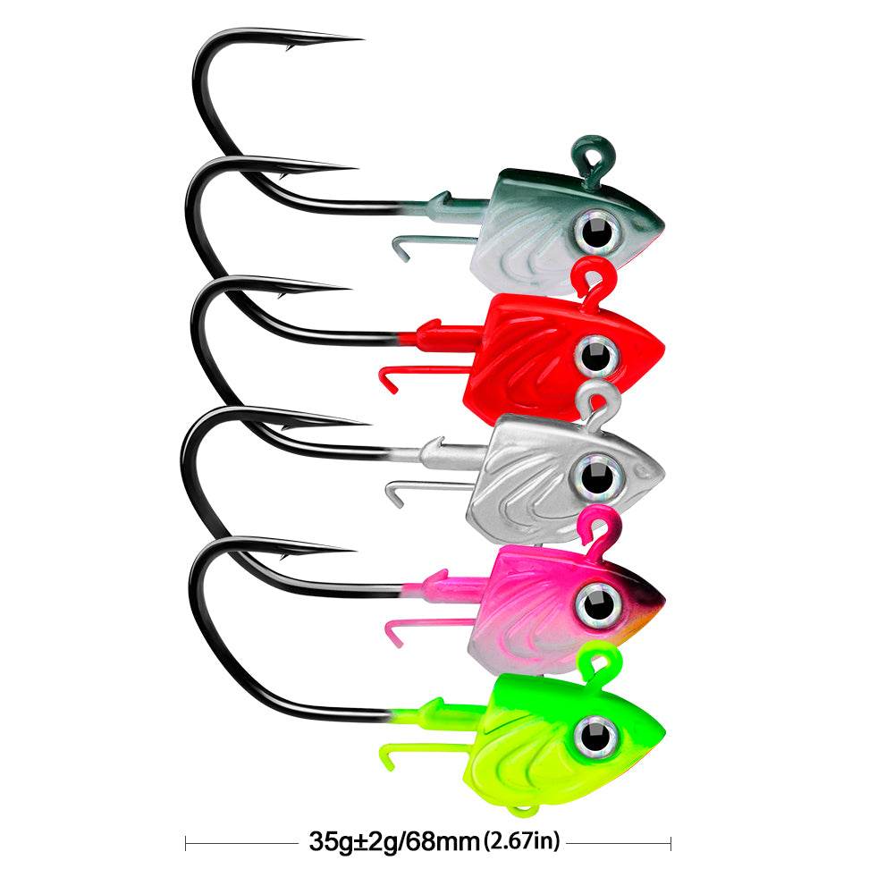 PROBEROS® Fish Head Lead Head Hook Soft Fish Counterweight Anti-Hanging Bottom Lure Hook 30g 35g 45g Fish Hook 20pcs - Proberos