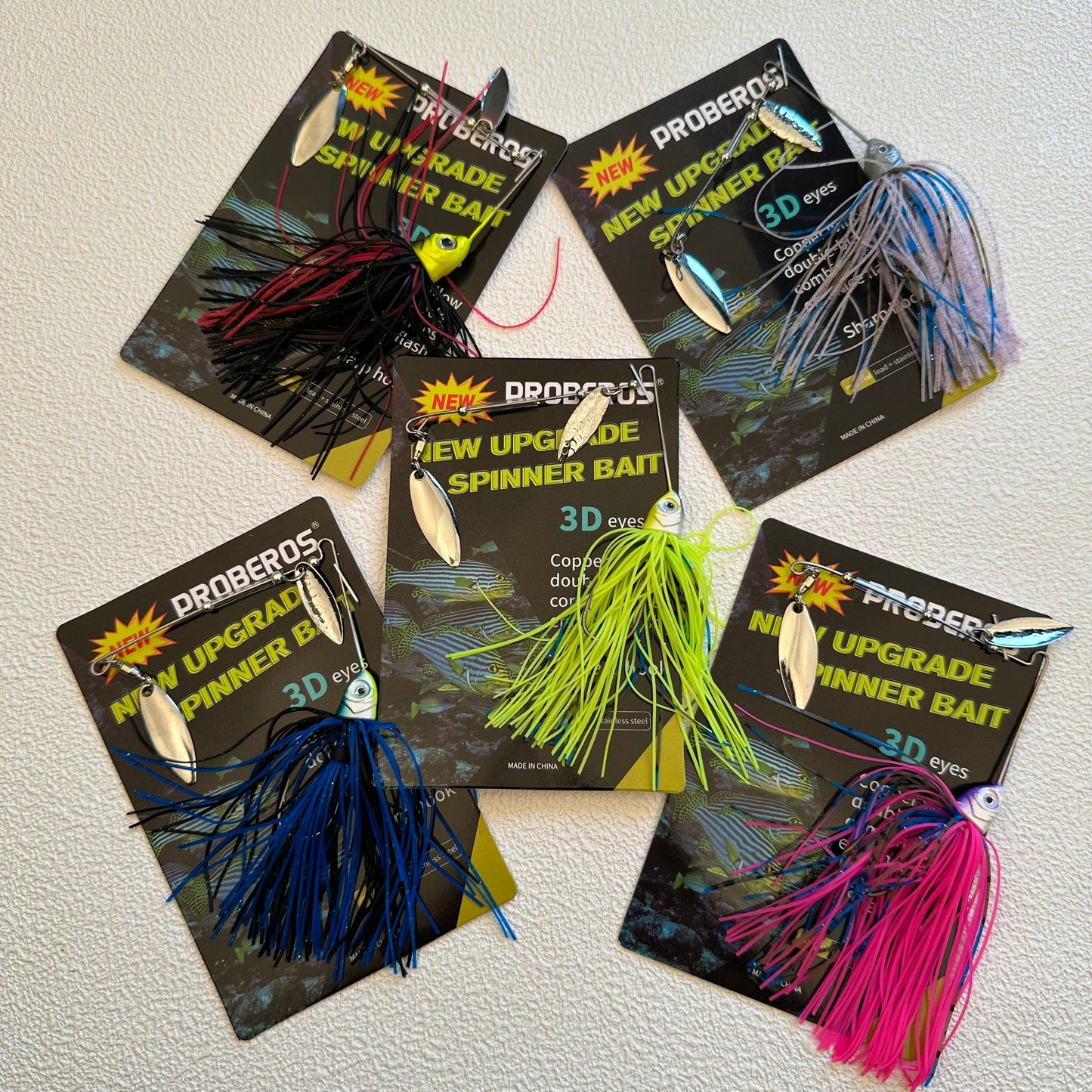 PROBEROS Spinnerbait Lure 5 Colors (A-E) Freshwater Fishing Bait 13.3g-16.5g (1PC Pack)