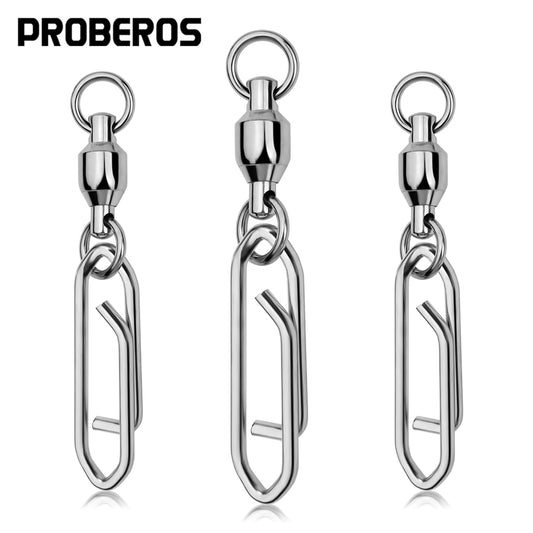 PROBEROS stainless steel bearing swivel pointed paper clip connector figure eight swivel double buckle pin fishing gear accessories 50 pcs