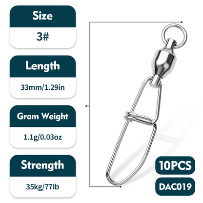 PROBEROS stainless steel connector bearings, big things, big figures, swivel rings, double buckle pins, fishing supplies, fishing gear accessories, 50 pcs