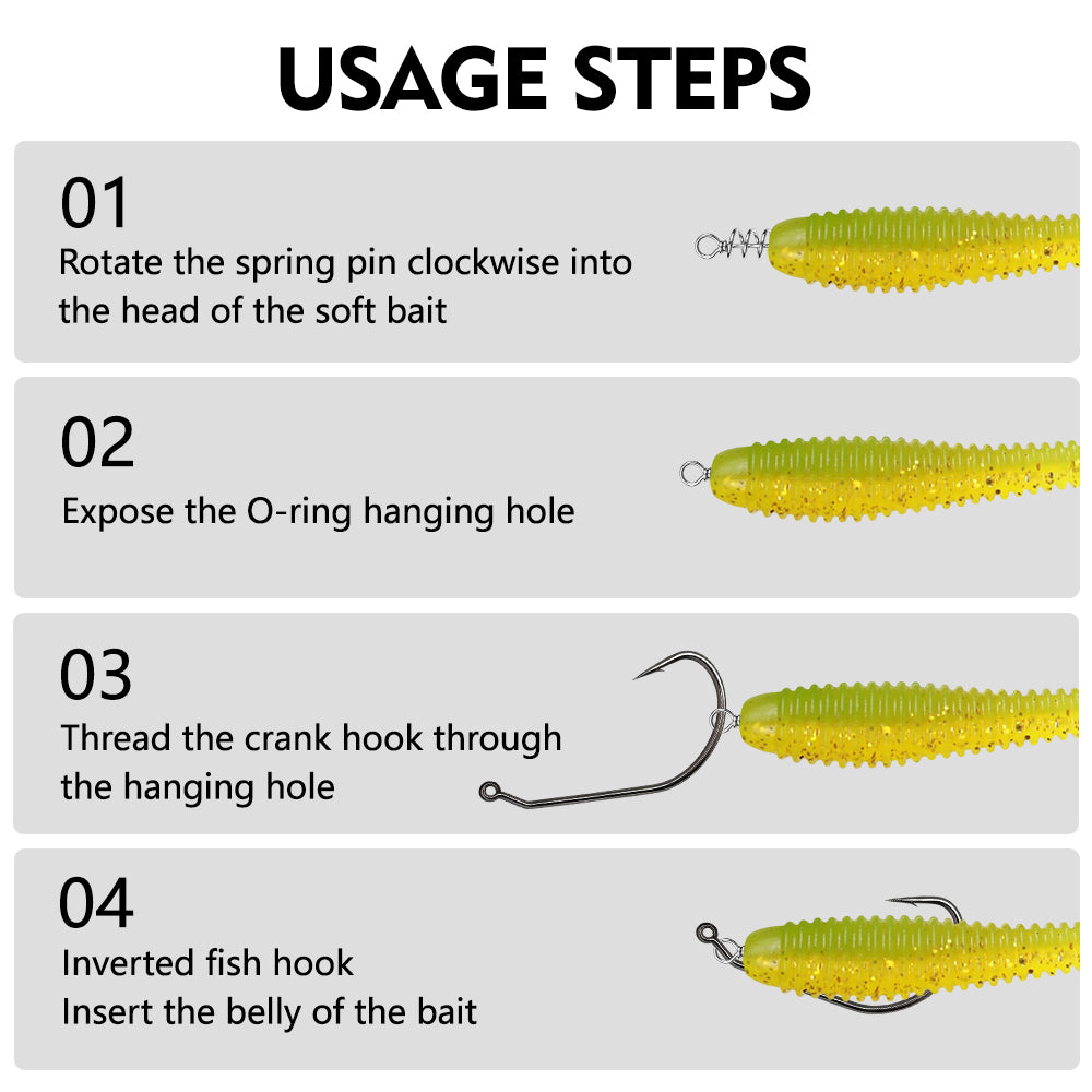 PROBEROS PJ049 Spring Lock Pins With Ring for Soft Baits 50PCS