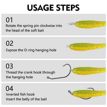 PROBEROS PJ049 Spring Lock Pins With Ring for Soft Baits 50PCS