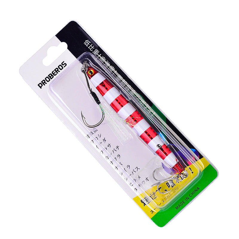 PROBEROS 5pcs Cranky Slow Pitch Jigs, 10g/20g/30g/40g/60g/80g, Luminous Metal Casting Lure, Saltwater Fishing Tackle for Amberjack, Lead, Easter/Independence Day/Thanksgiving/Christmas Festive Fishing Gear