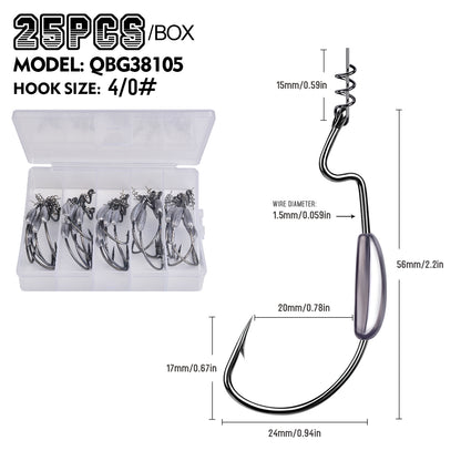 PROBEROS QBG38105 Weighted Offset Hook with Spring Lock Pin 25PC