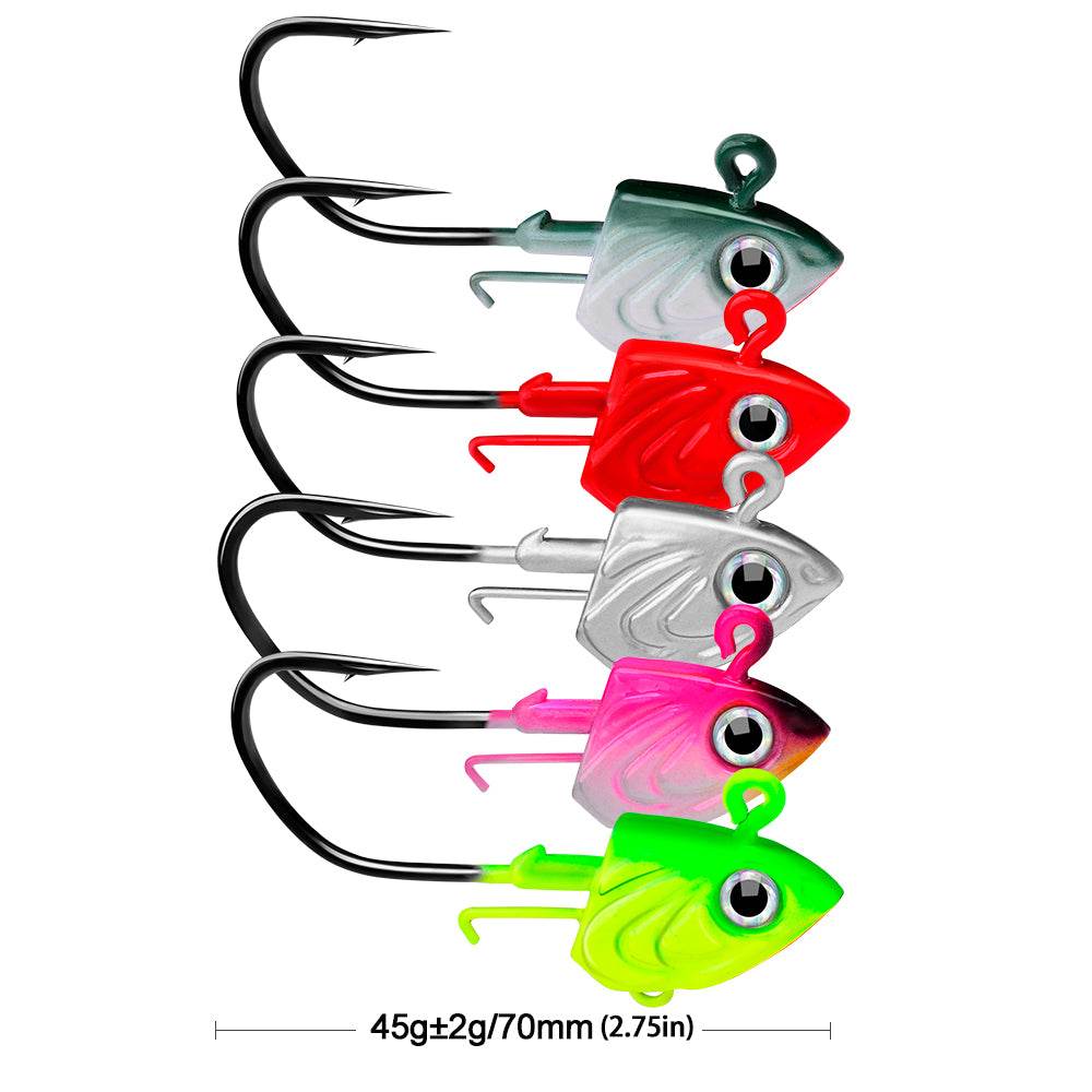 PROBEROS® Fish Head Lead Head Hook Soft Fish Counterweight Anti-Hanging Bottom Lure Hook 30g 35g 45g Fish Hook 20pcs - Proberos