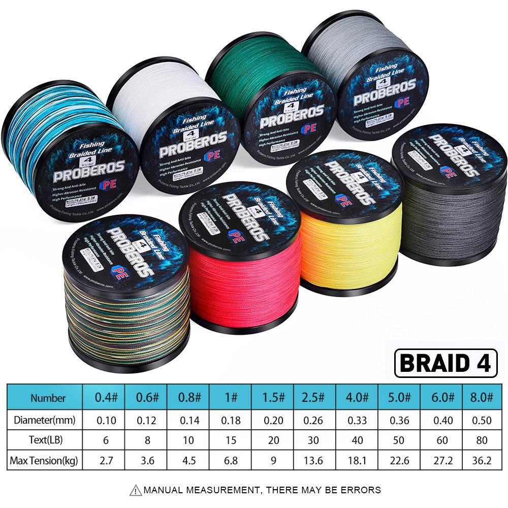PROBEROS 1000m Braided Fishing Line 4 Strand Graphene HydroSync｜Instant Strike from Streams to Abyss - Proberos