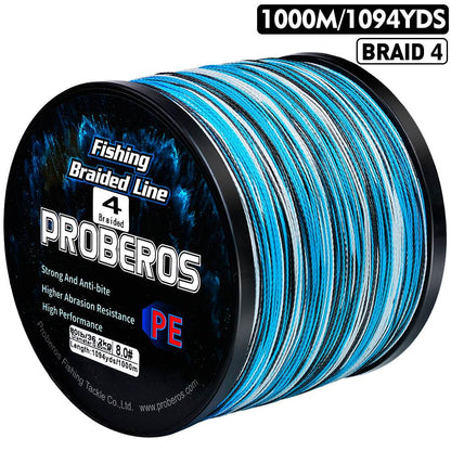 PROBEROS 1000m Braided Fishing Line 4 Strand Graphene HydroSync｜Instant Strike from Streams to Abyss - Proberos