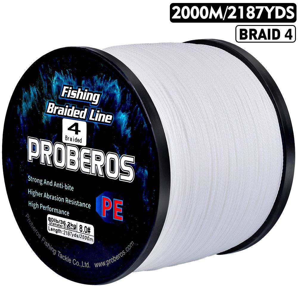 PROBEROS 2000m Braided Fishing Line 4 Strand Nano-Ion Armor｜Crush Storms, Rocks, Tides in Darkness - Proberos