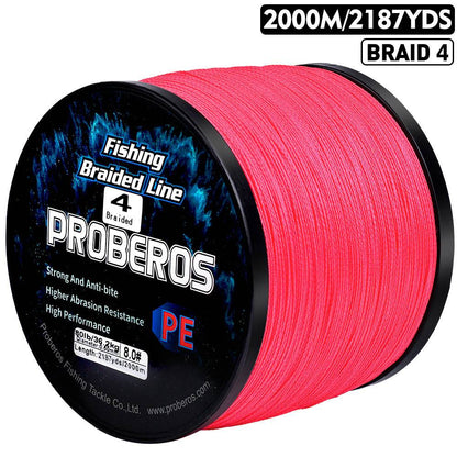 PROBEROS 2000m Braided Fishing Line 4 Strand Nano-Ion Armor｜Crush Storms, Rocks, Tides in Darkness - Proberos