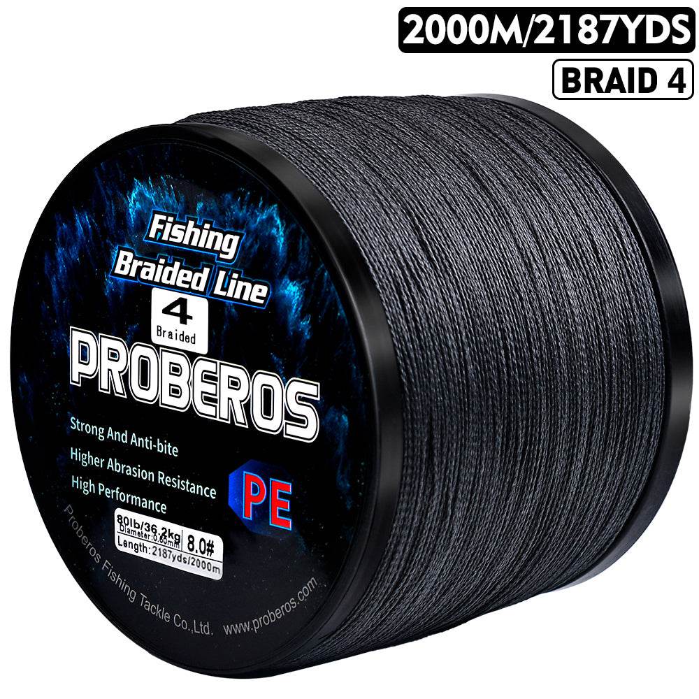 PROBEROS 2000m Braided Fishing Line 4 Strand Nano-Ion Armor｜Crush Storms, Rocks, Tides in Darkness - Proberos