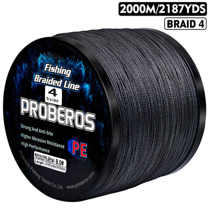 PROBEROS 2000m Braided Fishing Line 4 Strand Nano-Ion Armor｜Crush Storms, Rocks, Tides in Darkness - Proberos