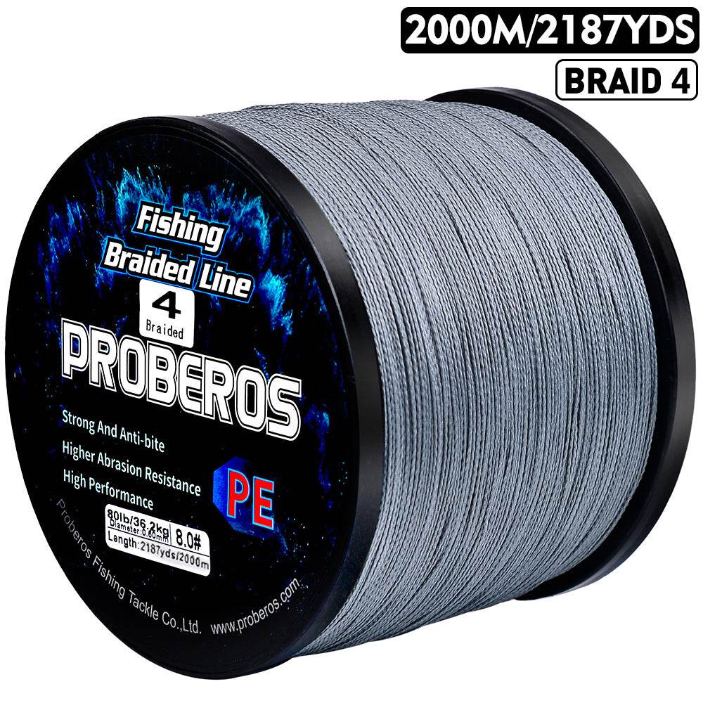 PROBEROS 2000m Braided Fishing Line 4 Strand Nano-Ion Armor｜Crush Storms, Rocks, Tides in Darkness - Proberos