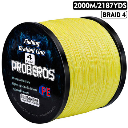 PROBEROS 2000m Braided Fishing Line 4 Strand Nano-Ion Armor｜Crush Storms, Rocks, Tides in Darkness - Proberos