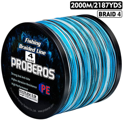 PROBEROS 2000m Braided Fishing Line 4 Strand Nano-Ion Armor｜Crush Storms, Rocks, Tides in Darkness - Proberos