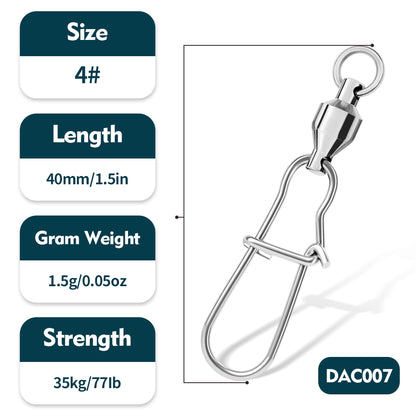 PROBEROS high-speed figure-of-eight swivel Bearing swivel stainless steel reinforced pin connector Fishing supplies accessories 50pcs