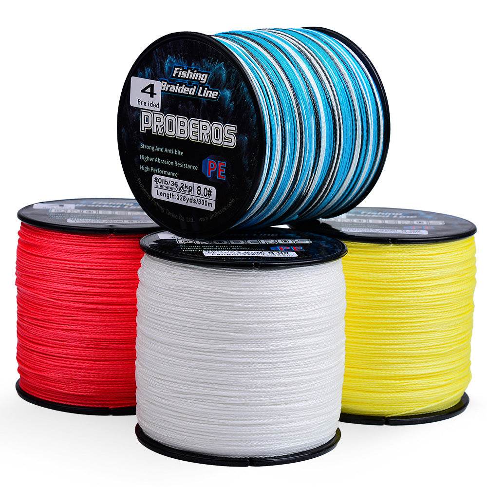 PROBEROS 300m Braided Fishing Line 4 Strand Fluorocarbon Coated｜UV Shielded｜Fresh & Saltwater Dominator - Proberos