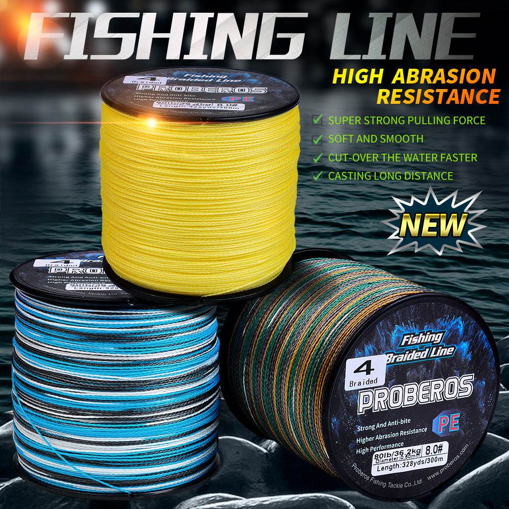 PROBEROS 300m Braided Fishing Line 4 Strand Fluorocarbon Coated｜UV Shielded｜Fresh & Saltwater Dominator - Proberos
