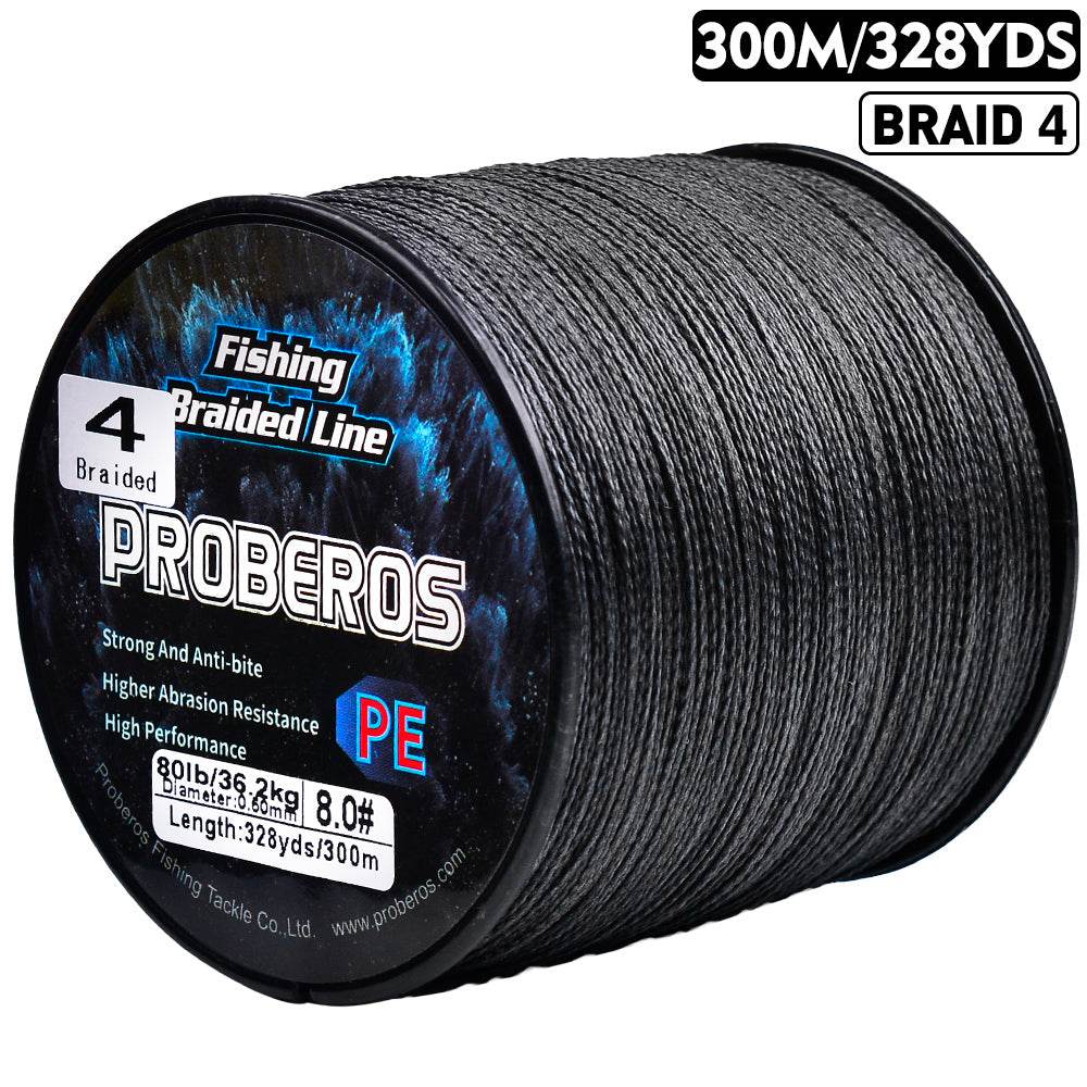 PROBEROS 300m Braided Fishing Line 4 Strand Fluorocarbon Coated｜UV Shielded｜Fresh & Saltwater Dominator - Proberos