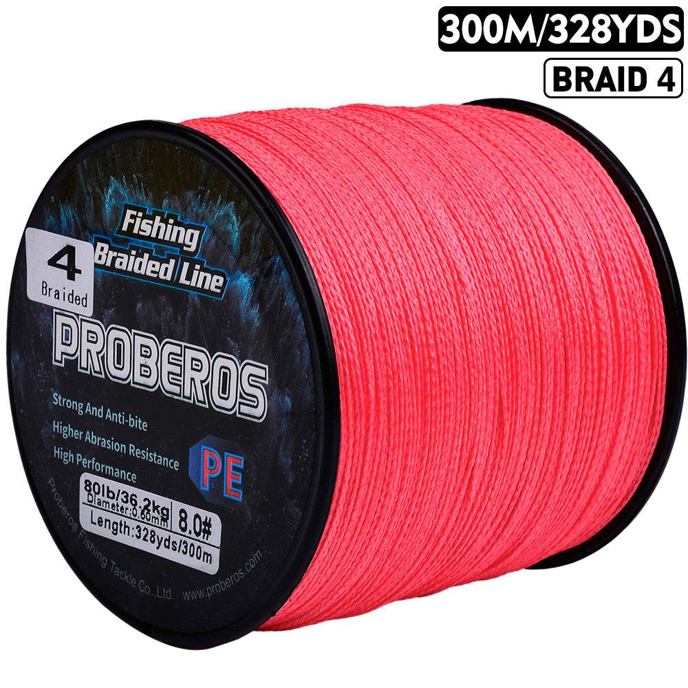PROBEROS 300m Braided Fishing Line 4 Strand Fluorocarbon Coated｜UV Shielded｜Fresh & Saltwater Dominator - Proberos