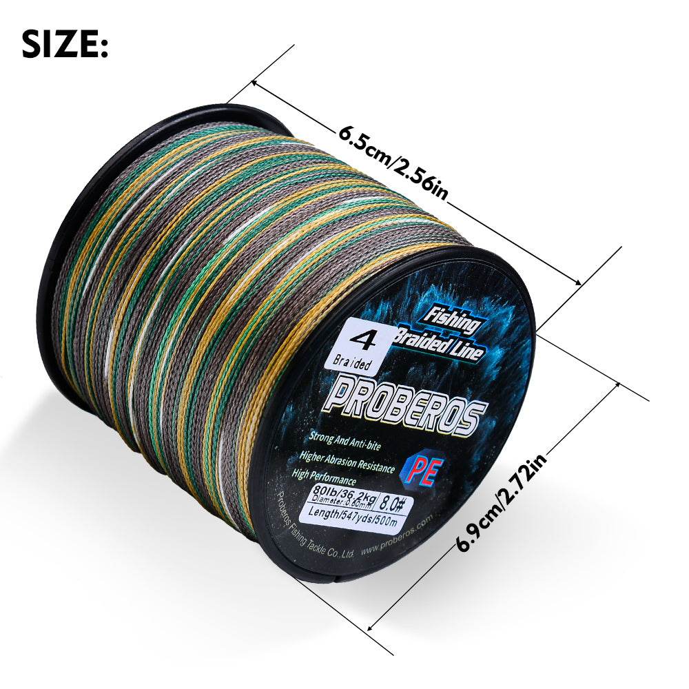 PROBEROS 500m Braided Fishing Line 4 Strand Cryo-to-Inferno Proof｜Ice Fishing to Tropical Battles - Proberos