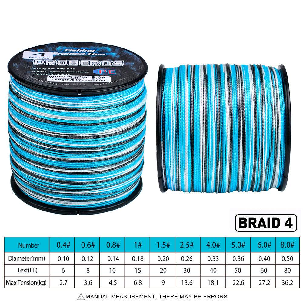 PROBEROS 500m Braided Fishing Line 4 Strand Cryo-to-Inferno Proof｜Ice Fishing to Tropical Battles - Proberos