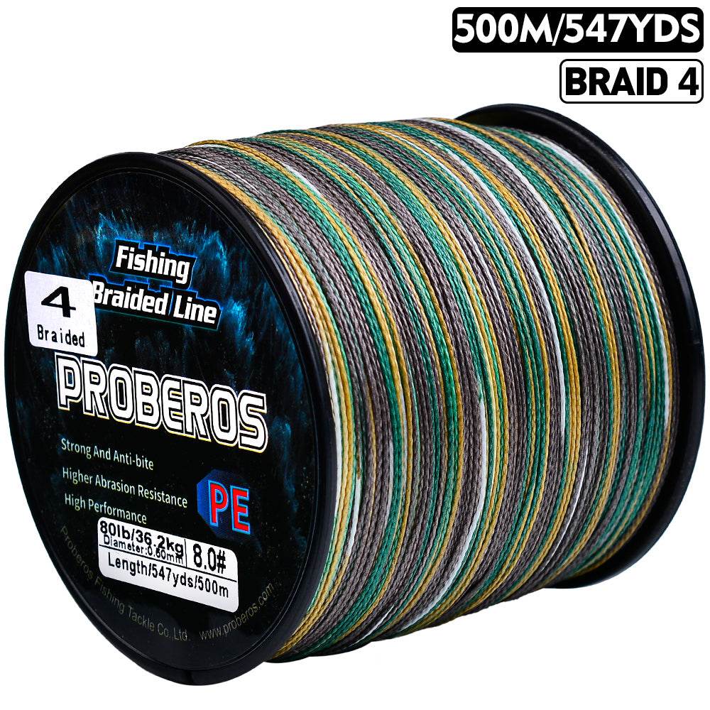 PROBEROS 500m Braided Fishing Line 4 Strand Cryo-to-Inferno Proof｜Ice Fishing to Tropical Battles - Proberos