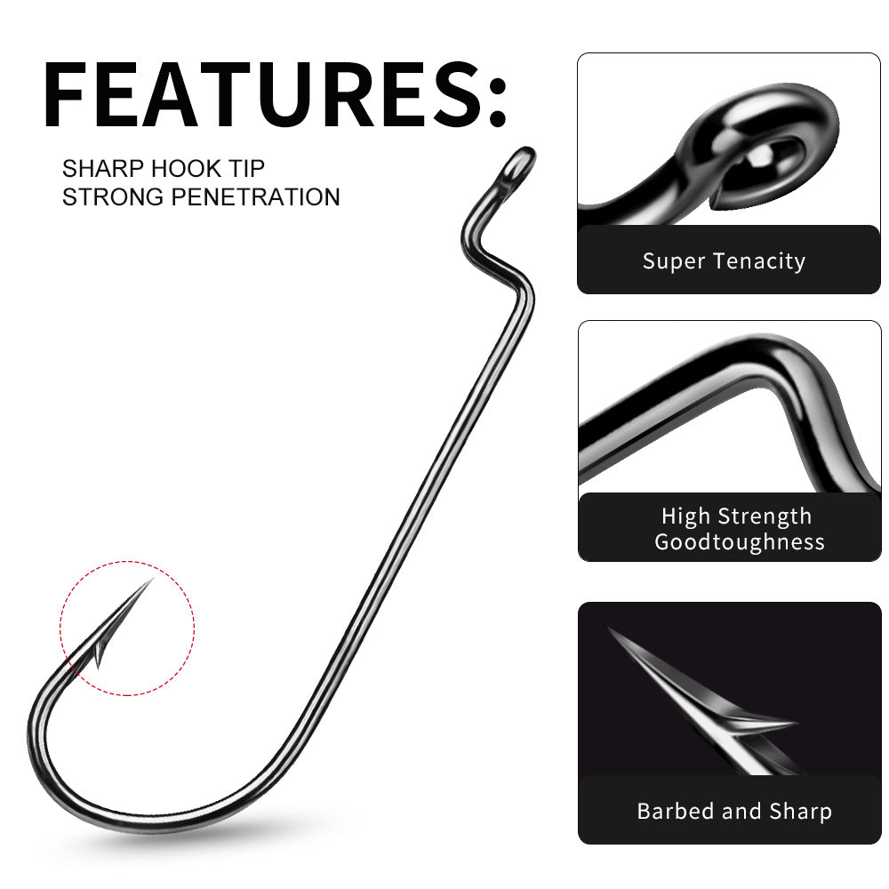 PROBEROS 10 pieces per pack. 10 packs for 100 pieces. High Carbon Steel Saltwater Jig Fishing Hook - Corrosion-Proof for Offshore Trolling