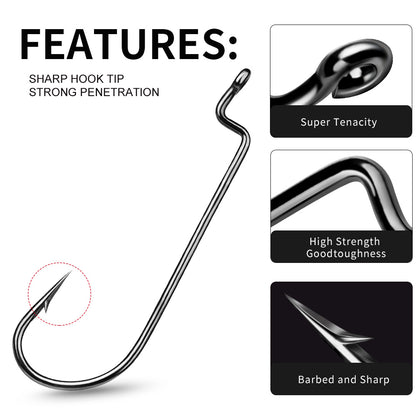 PROBEROS 10 pieces per pack. 10 packs for 100 pieces. High Carbon Steel Saltwater Jig Fishing Hook - Corrosion-Proof for Offshore Trolling