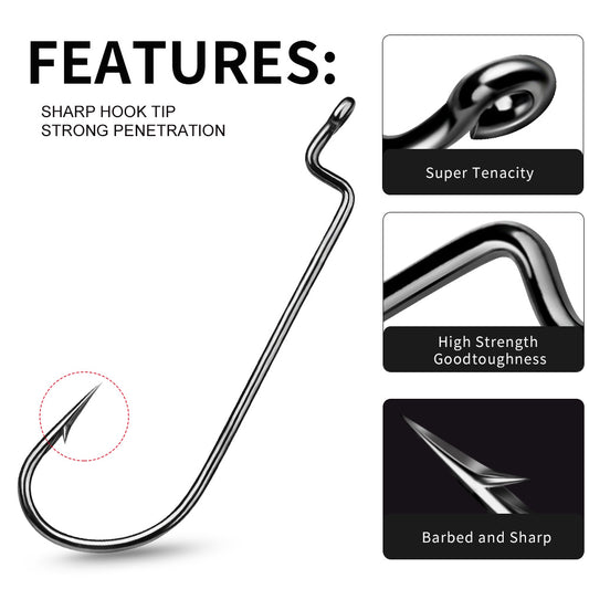 PROBEROS 10 pieces per pack. 10 packs for 100 pieces. High Carbon Steel Saltwater Jig Fishing Hook - Corrosion-Proof for Offshore Trollin
