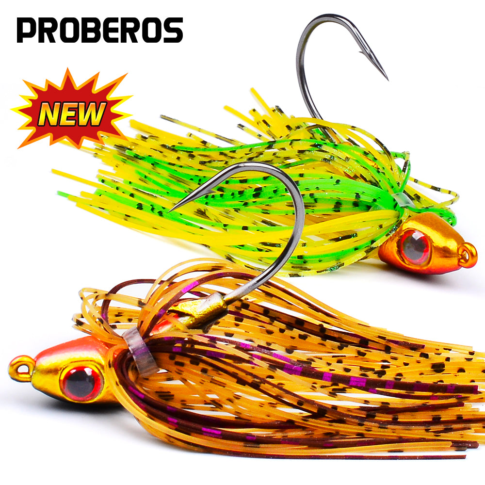PROBEROS 5PC Lure 7-17g Saltwater Fishing Tackles Spinner Bait For Bass Pike Wobbler Fishing Hooks Rotating Sequins Rubber Bait