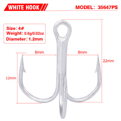 PROBEROS Fish Hook 2/4/6/8/10# Treble Hook Lure Hook Tied Hair Hook Tackle 100pcs