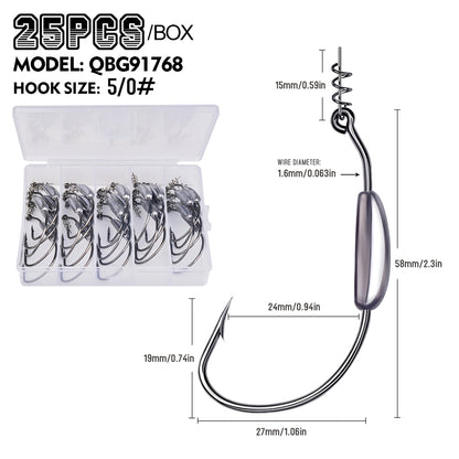 PROBEROS QBG91768 Weighted Offset Hooks with Spring Bait Lock