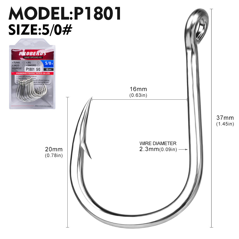 PROBEROS 50PCS  Saltwater Jigging Hooks, Stainless Steel Heavy Duty Super Strong For Vertical Metal Jig