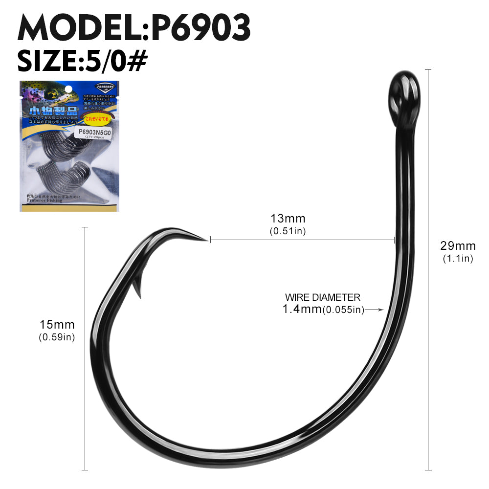 PROBEROS 100pcs Circle Barbed Octopus Hooks Super pulling force High Carbon Steel Strong Offset Hooks For Catfish Freshwater