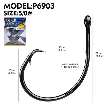 PROBEROS 100pcs Circle Barbed Octopus Hooks Super pulling force High Carbon Steel Strong Offset Hooks For Catfish Freshwater