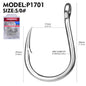 PROBEROS 50Pcs  Fishhook High Carbon Steel Gaff Barbed Antirust Sharp Angle Tuna Fishing Circle Hooks