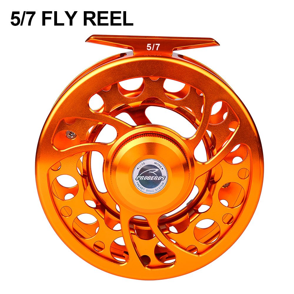 PROBEROS CNC Aluminum Fly Reel, 5/7, 7/9, 9/10 Sizes, 3 Colors Fly Reel with Zero Deviation Spool