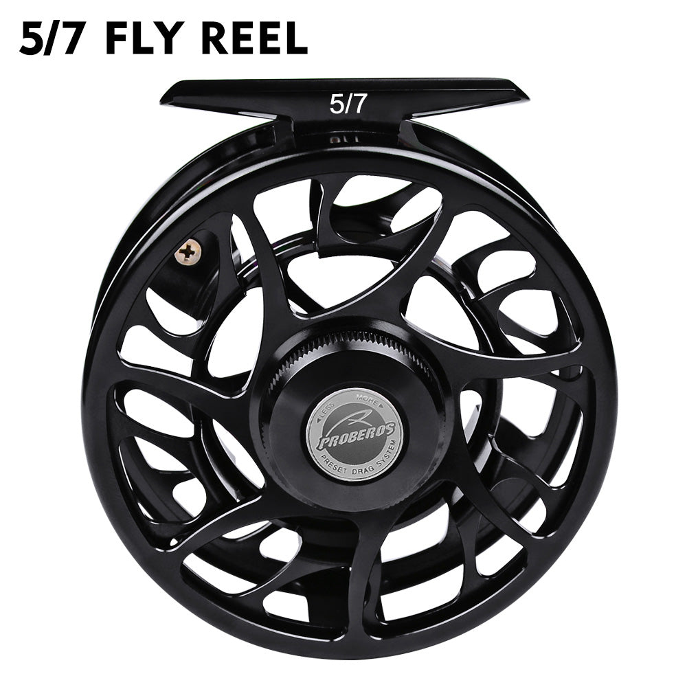PROBEROS CNC Aluminum Fly Reel, 5/7, 7/9, 9/10 Sizes, 3 Colors Large Arbor Fly Reel, Corrosion Resistant for Freshwater  Saltwater