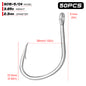 PROBEROS 50pcs Stainless Steel Hooks Saltwater Tuna Hooks, Forged Extra 6X Strong Circle Hooks