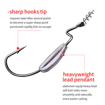 PROBEROS 5Pcs Saltwater Lead Jig Hooks  High Carbon Steel Fishing Hooks 3/0-5/0 Sizes, 3g/5g/9g, 5PCS/Bag