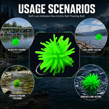 PROBEROS SL1009 Spiky Sea Urchin Pre-Rigged Soft Lure, 2 Sizes 5 Colors Soft Plastic Trout Panfish Stream Fishing Bait