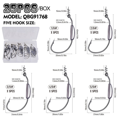 PROBEROS QBG91768 Weighted Offset Hooks with Spring Bait Lock