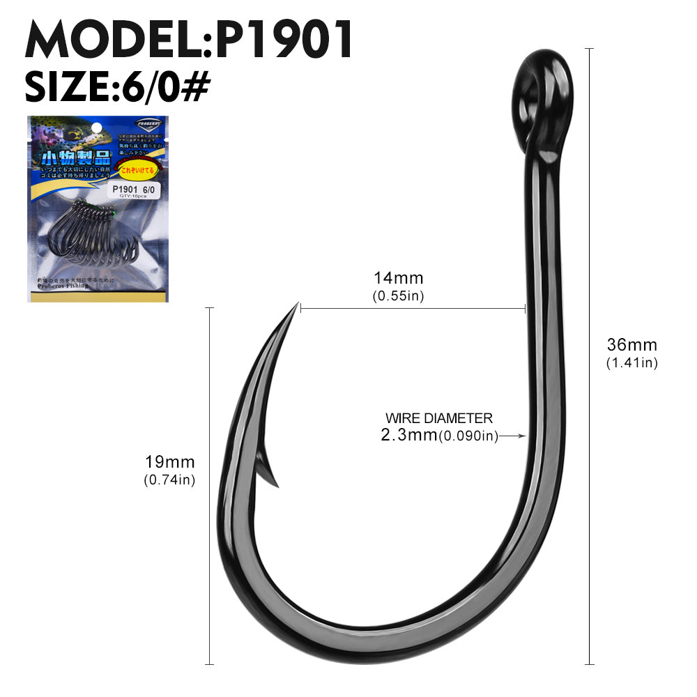 Proberos 100pcs Steel Hooks Premium Carbon Steel Circle Fishing Hooks, Corrosion-ResistantUltra-Sharp for Saltwater & Freshwater