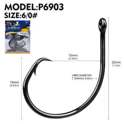 PROBEROS 100pcs Circle Barbed Octopus Hooks Super pulling force High Carbon Steel Strong Offset Hooks For Catfish Freshwater