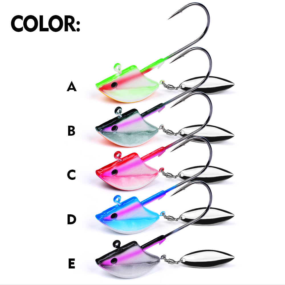 PROBEROS JIG049 Willow Blade Jig Head Hooks - 20Pcs Underspin Fishing Hooks