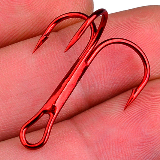 PROBEROS Red Three Hook Fishing Supplies 100 barbed anchor hook lure fishing tackle