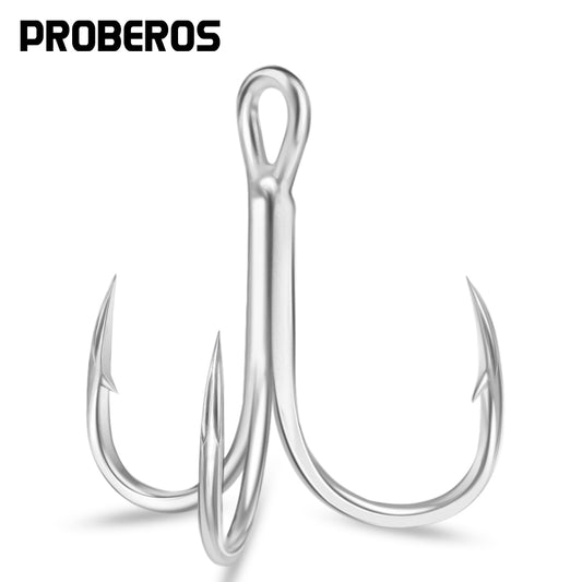 PROBEROS Bright Tin Triple Hook with Barbed Anchor Hook Double Reinforced Bulk Lure Hook Hook 50pcs