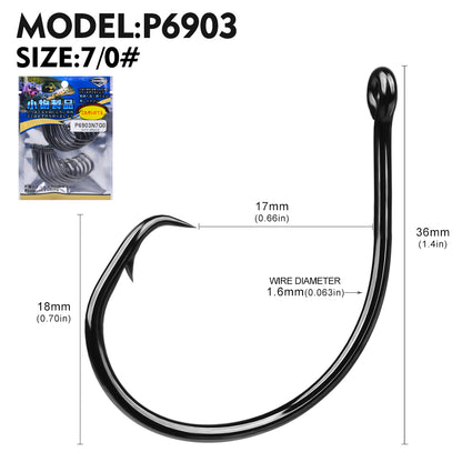 PROBEROS 100pcs Circle Barbed Octopus Hooks Super pulling force High Carbon Steel Strong Offset Hooks For Catfish Freshwater